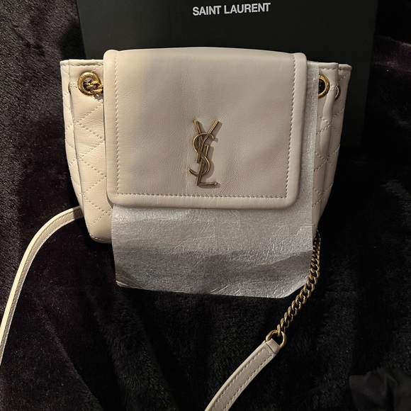 Saint Laurent Ivory Quilted Crossbody Bag